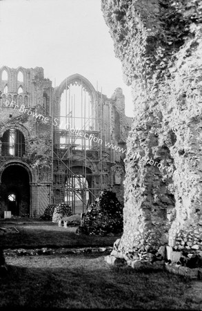 CLUNIDE PRIORY NAVE OF W. FACADE FROM CORNER OF S.TRANSEPT